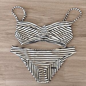 Boys + Arrows Black and Cream Striped Bikini